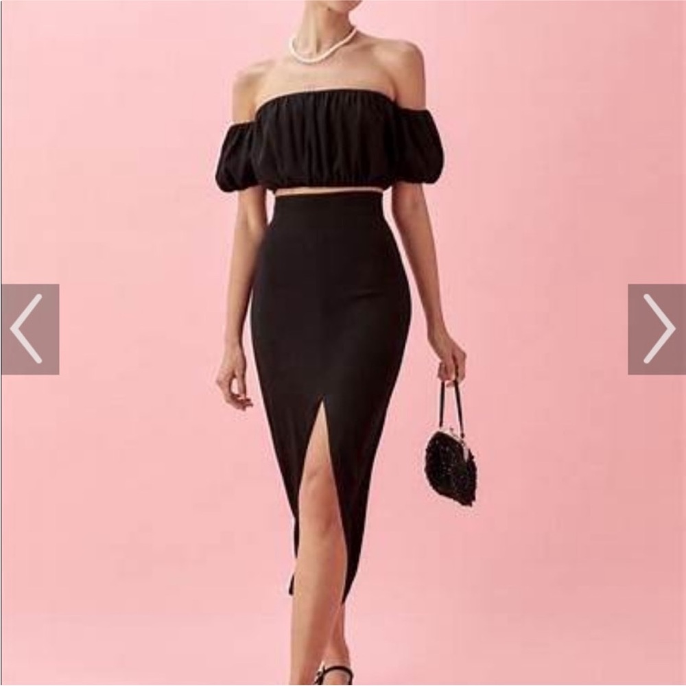 Reformation two piece coordinated top + skirt set